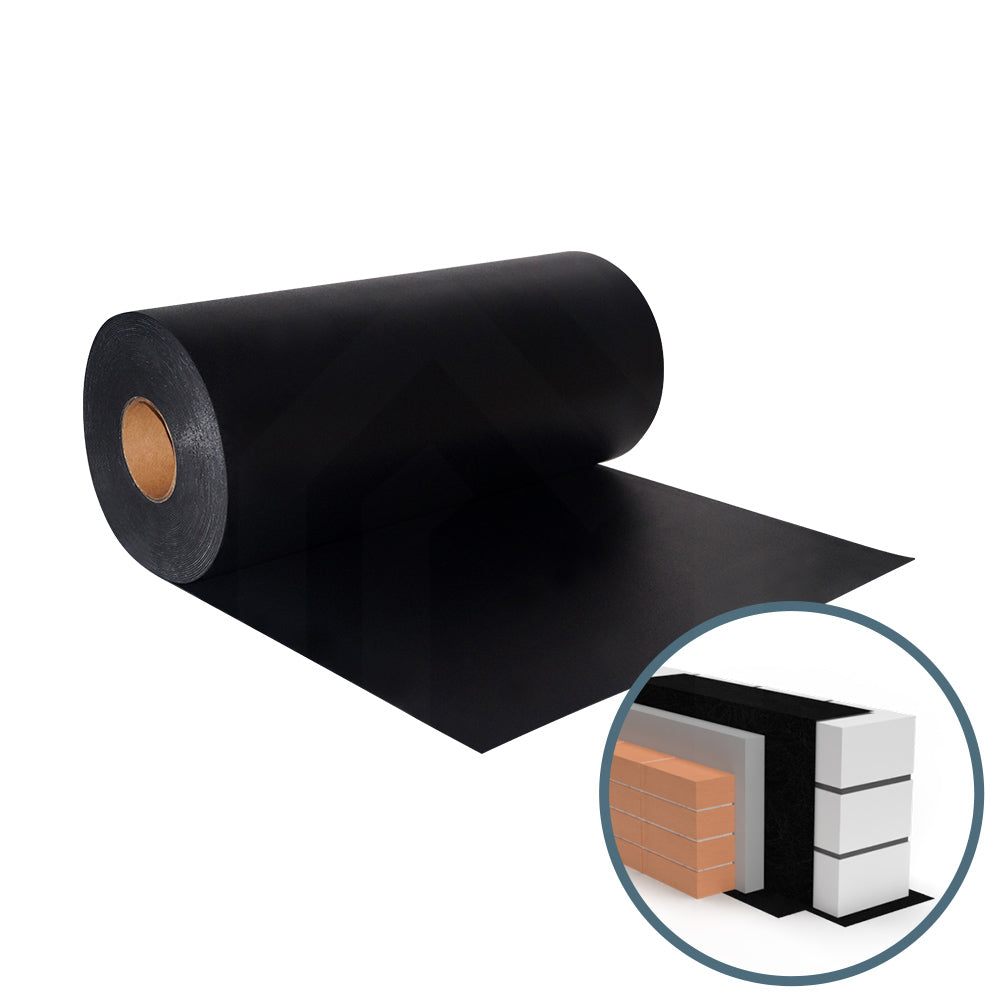 Grafik zur Bauwerksabdichtung mit EPDM Mauersperrbahn – 1,1 mm dicke Membran für Fassadenschutz und Sanierung, Produktbild im Onlineshop der Selftech Systembaustoffe GmbH