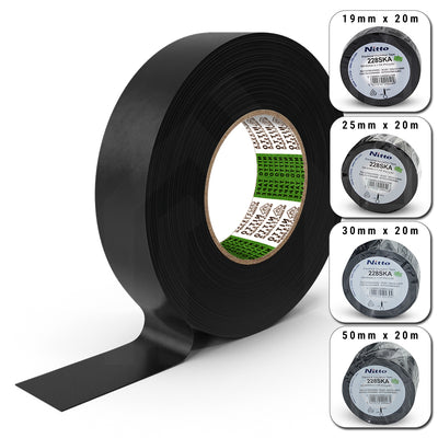 Selftech Nitto 228 VDE-PVC-Isolierband – technische Zusatzgrafik mit Detailangaben zu Temperaturbeständigkeit, Spannung und Zertifizierung für professionelle Elektroanwendungen