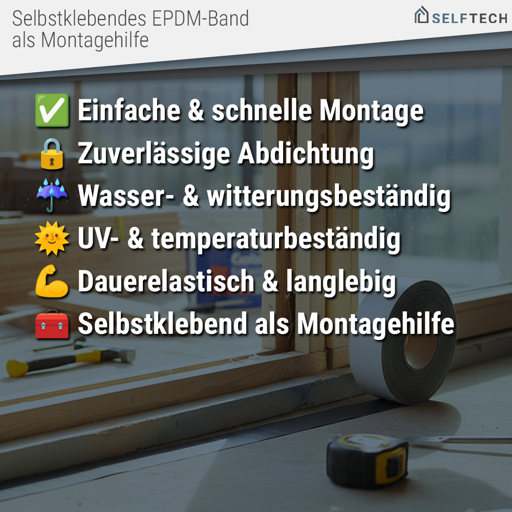 Self-Flex - selbstklebendes EPDM Fugenband 0,8mm - 25m