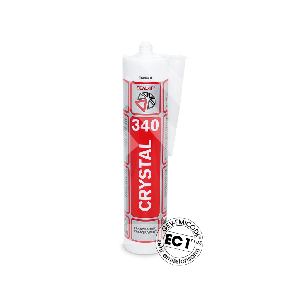 Connect Crystal 340 Seal-It – transparente 310-ml-Kartusche mit Emicode-Prüfsiegel, hochwertiger Dichtstoff für klare und saubere Abdichtungen im Bauwesen