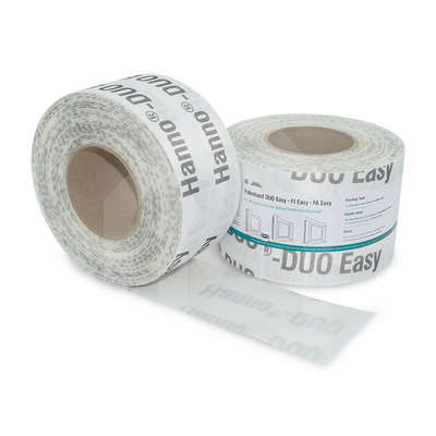 Hanno Folienband Duo Easy, Produktbild mit zwei Rollen selbstklebendem Abdichtungsband für flexible und dauerhafte Abdichtung im Bau- und Fensterbereich