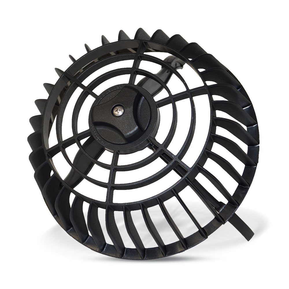 Laubfangkorb mit Drehmechanik – Komplettansicht des robusten Dachablaufgitters von Selftech, ideal zur Verhinderung von Laubansammlungen in Dachentwässerungen