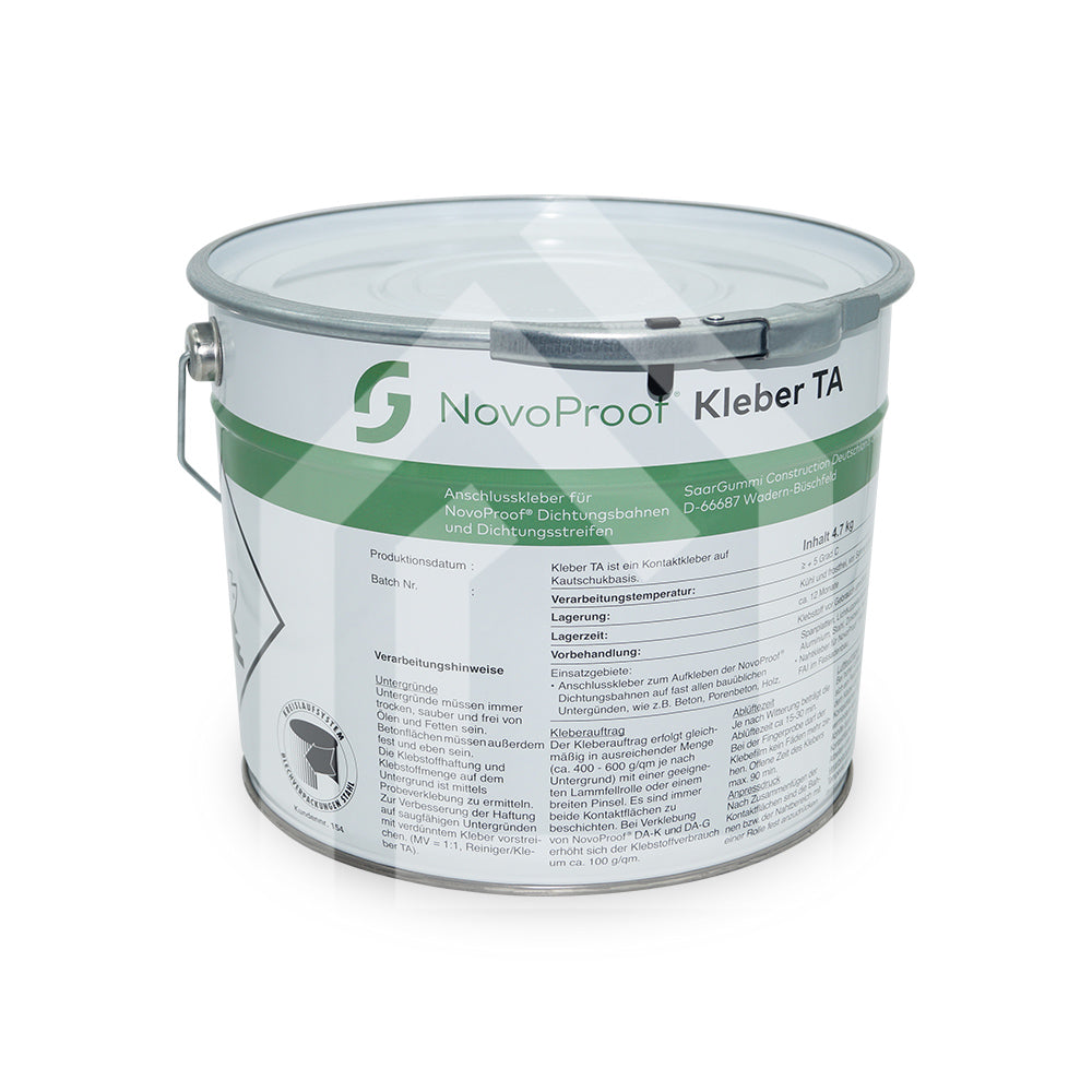 Novoproof Anschlusskleber für Dichtungsbahnen TA 4, 7 Kilogramm Eimer – Produktabbildung des Klebers im Onlineshop der Selftech Systembaustoffe GmbH