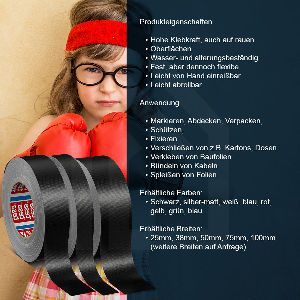 tesa Premium Gewebeband 4651 Panzertape – starkes, reißfestes Gewebeband für Reparaturen und vielseitige Einsatzbereiche - Technische Daten