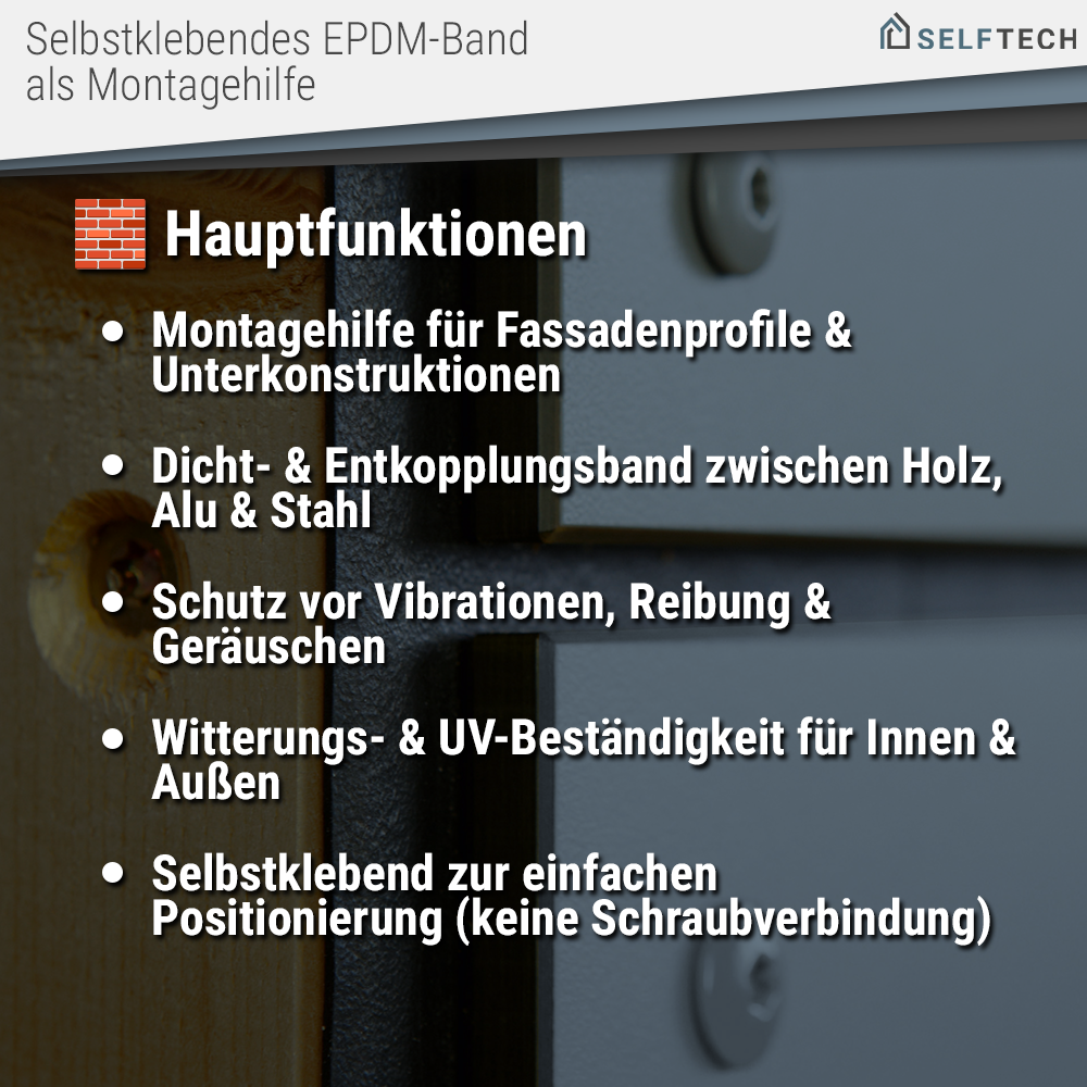 Self-Flex - selbstklebendes EPDM Fugenband 0,8mm - 25m