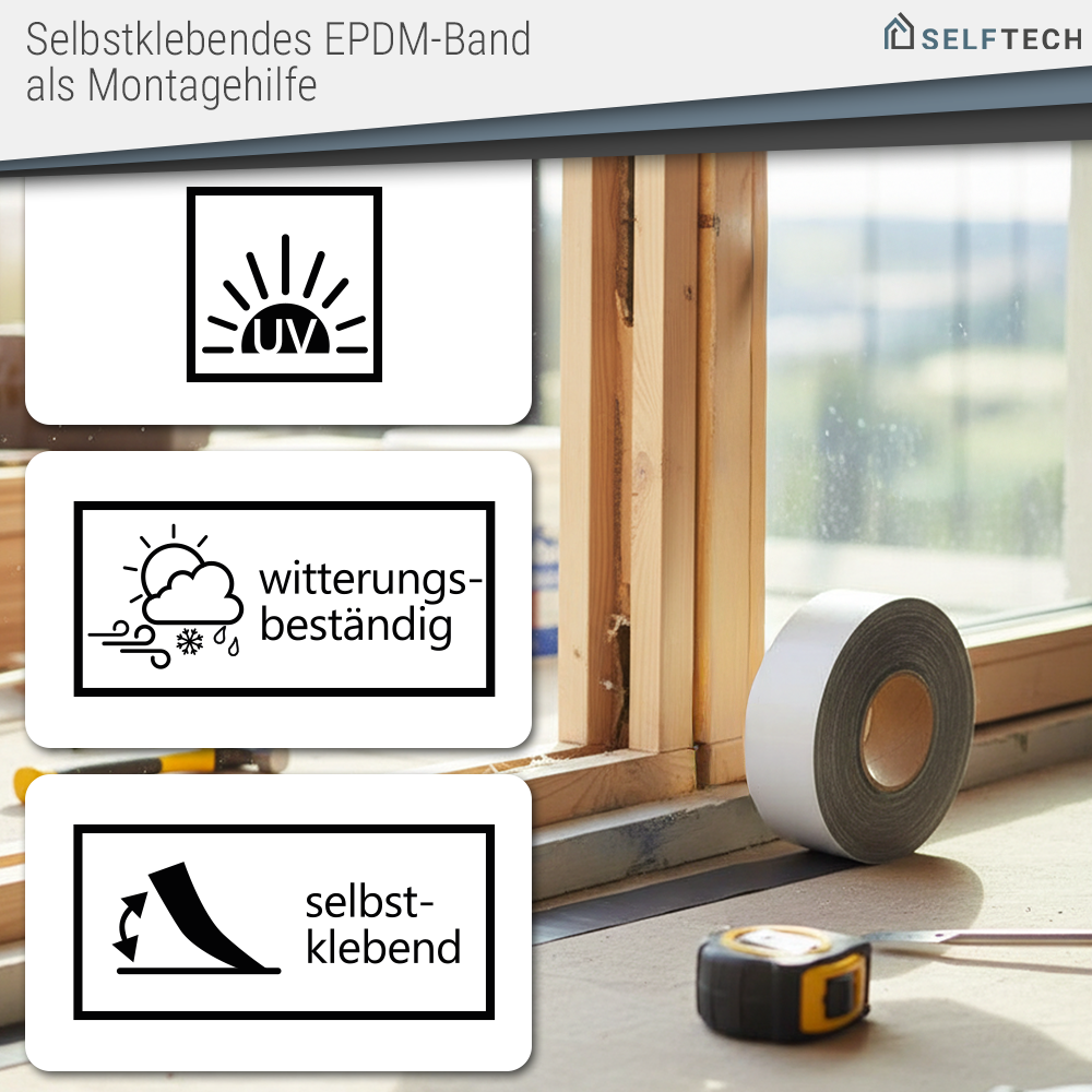 Self-Flex - selbstklebendes EPDM Fugenband 0,8mm - 25m
