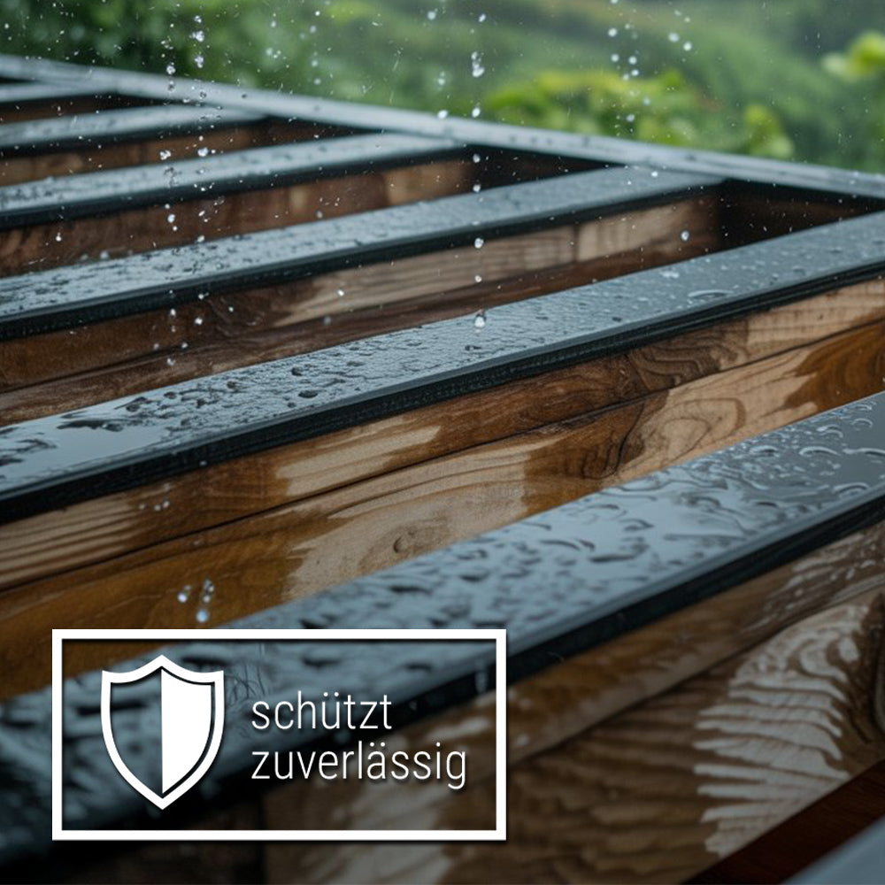 Selftech schwarzes Terrassenschutzband 3,2 mm – robustes Schutzband für Terrassen und Holzflächen, Produktfoto im Onlineshop der Selftech Systembaustoffe GmbH