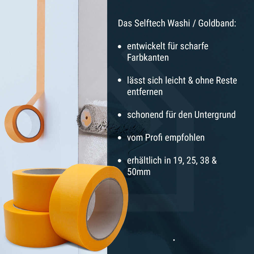 Selftech Washi Tape im 3er-Set – 50 mm breites Malerkrepp für saubere Farbkanten und präzises Abkleben bei Maler- und Renovierarbeiten-9