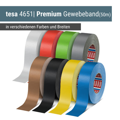 tesa Premium Gewebeband 4651 Panzertape – starkes, reißfestes Gewebeband für Reparaturen und vielseitige Einsatzbereiche - Farbe gruppenbild